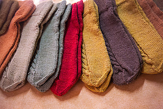 彩色,毛织品,编织,连指手套,躺着,台案,芬兰