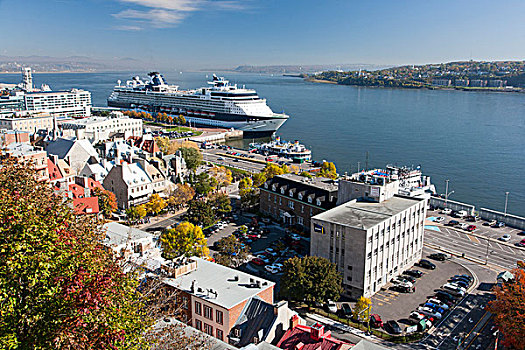 游船,码头,上面,帽,圣劳伦斯,河,魁北克城,魁北克,加拿大