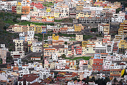 彩色,房子,圣塞巴斯蒂安,加纳利群岛,西班牙,欧洲