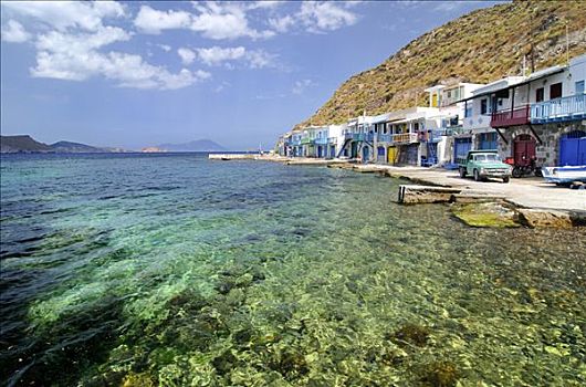 渔村,绿海,水,基克拉迪群岛,希腊,欧洲