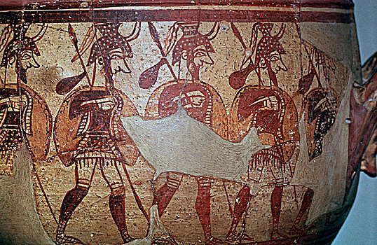 特写,希腊人,战士,花瓶,公元前13世纪,艺术家,未知