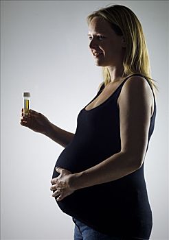 孕妇,样品,瓶子