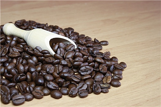 浓咖啡,咖啡豆,木质,铲