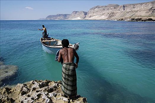 也门,索科特拉岛,捕鱼者,港口,南方,岛屿