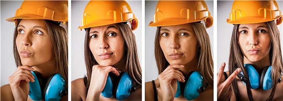 女性,工程师,多样,面部表情