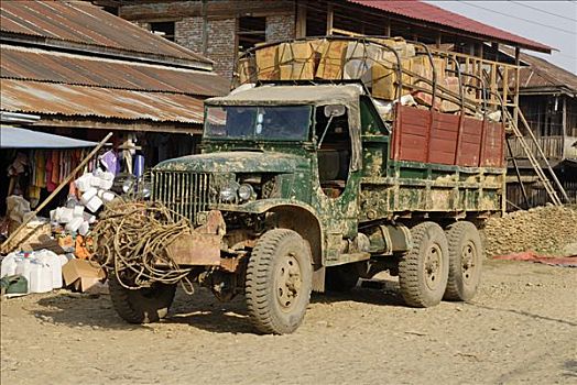 老,卡车,克钦邦,缅甸