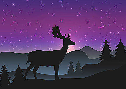驯鹿,剪影,圣诞节
