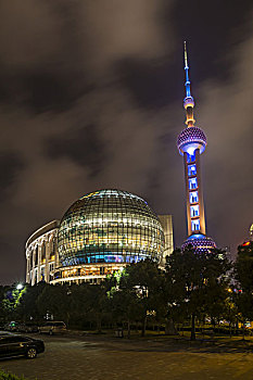 东方明珠塔,光亮,夜晚,上海,中国