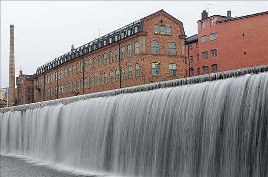 瀑布,老,工业,区域,瑞典