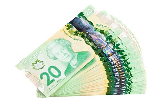 渥太华,加拿大,新,20美元,钞票,隔绝,白色背景