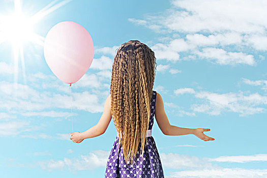 小女孩,粉色,气球