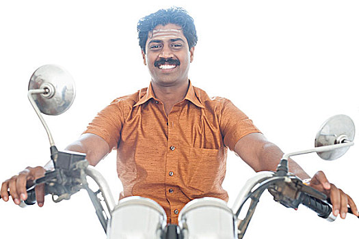 南,印度,男人,骑,摩托车