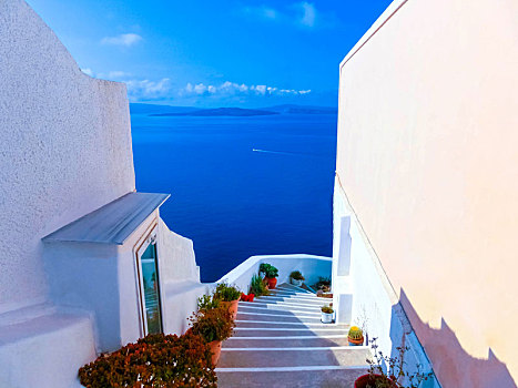 风景,海洋,乡村,圣托里尼岛,希腊