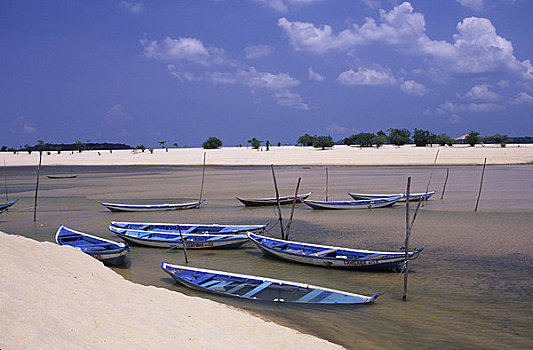 巴西,亚马逊河,塔帕若斯河,白沙滩,船