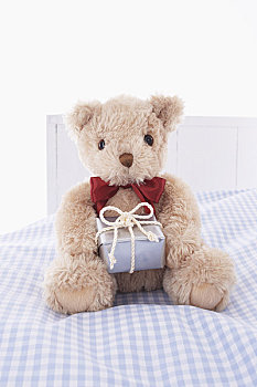 泰迪熊,床,礼物