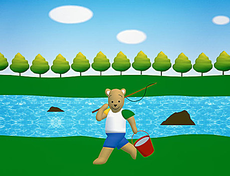熊,钓鱼