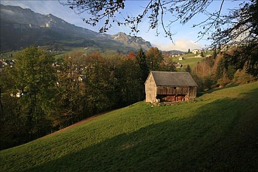 阿尔卑斯小屋,山,瑞士