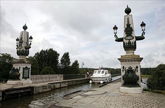 船,运河,侧面,卢瓦尔河,法国,欧洲