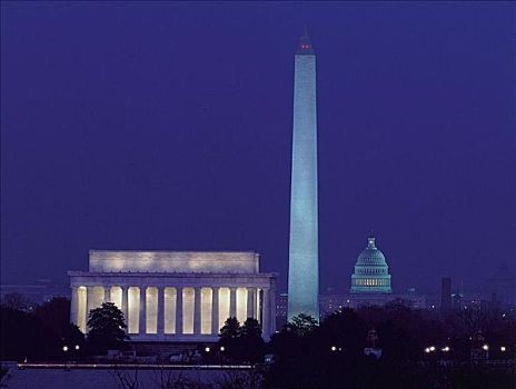 林肯纪念馆,华盛顿纪念碑,华盛顿特区,美国,北美