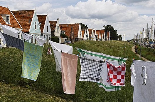 洗衣服,悬挂,传统,房子,北荷兰,荷兰