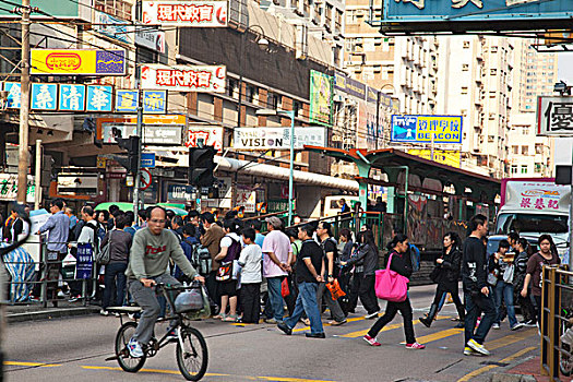 人,穿过,长,新界,香港