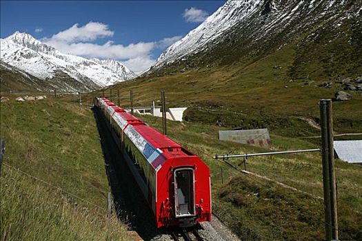 齿轨铁路,局部,红色,列车,瑞士