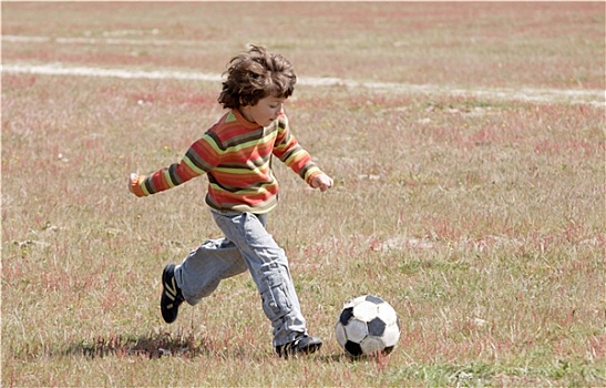 孩子,玩,足球