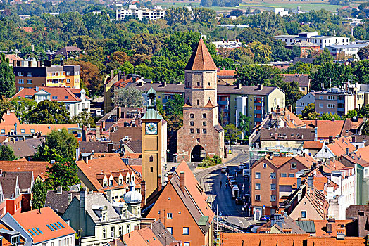 教堂,风景,奥格斯堡,斯瓦比亚,巴伐利亚,德国,欧洲