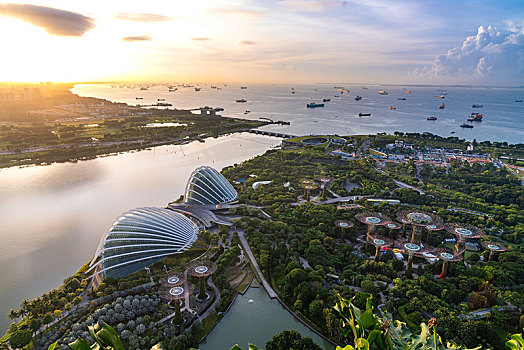 鸟瞰新加坡滨海湾花园风光