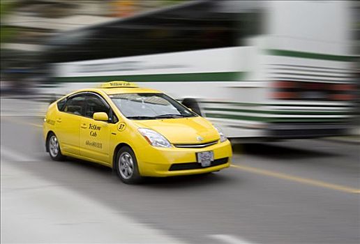 出租车,黄色出租车,动态,温哥华,不列颠哥伦比亚省,加拿大,北美