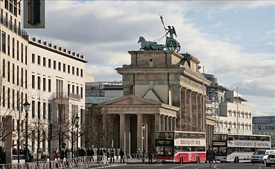 勃兰登堡门,新,大使馆,背景,柏林,德国,欧洲