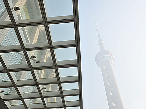 抽象,角度,玻璃,摩天大楼,上海,珍珠,塔