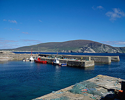 港口,爱尔兰,阿基尔岛,悬崖,背景