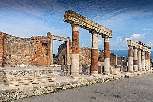 石头,砖,柱子,古罗马广场,考古,挖掘,罗马,庞贝,靠近,那不勒斯,坎帕尼亚区,意大利