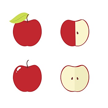 苹果,苹果核,一半,矢量,象征