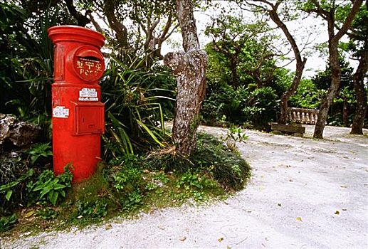 红色,邮箱,人行道,日本
