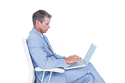 英俊,商务人士,坐,旋轴,椅子,笔记本电脑,白人,显示屏