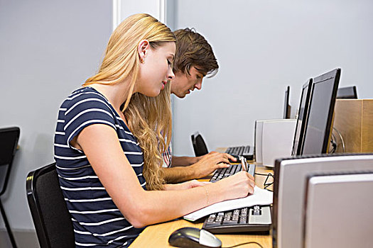 学生,协作,电脑