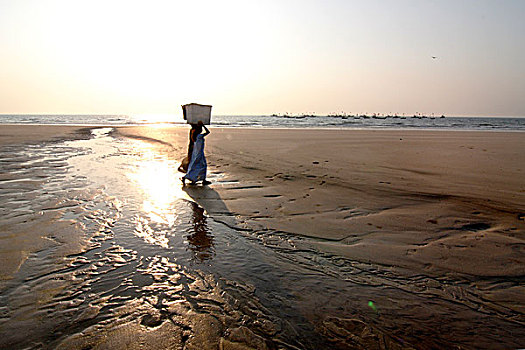 海滩,印度,南亚