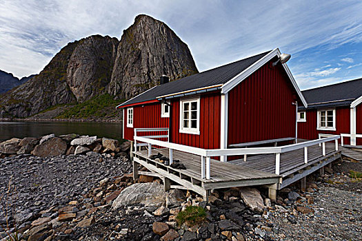 小屋,峡湾,罗弗敦群岛,挪威
