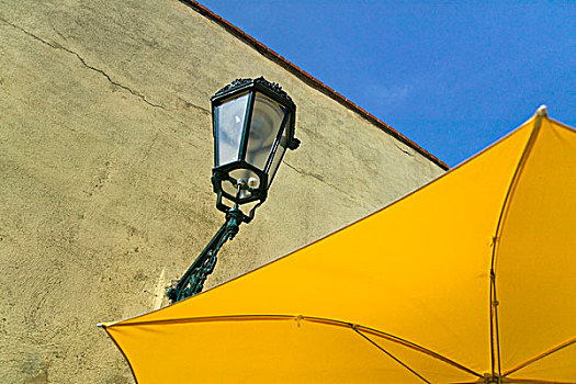 路灯,黄色,伞,布拉格,捷克共和国