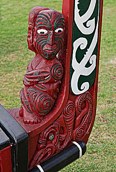 毛利人,战争,独木舟,仿制,雕刻,船首,装饰,协议,地面,北岛,新西兰