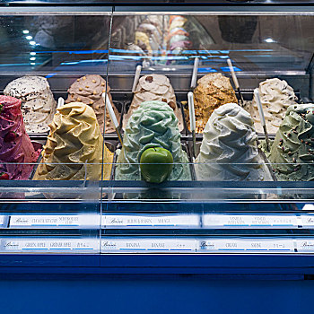 多彩,冰淇淋,展柜,锡耶纳,托斯卡纳,意大利