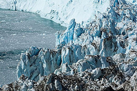 格陵兰,伊路利萨特,齿状,蓝色,冰,脸,冰河,迪斯科湾,夏天,下午