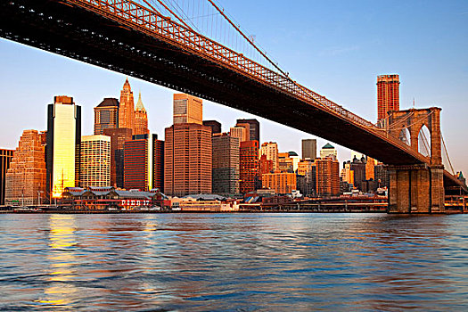 布鲁克林大桥,建筑,下曼哈顿,金融区,纽约,美国