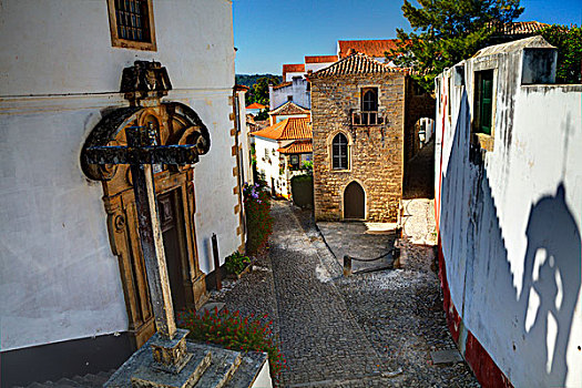 葡萄牙,奥比都斯,街道,老,城寨