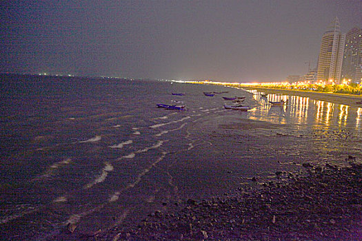 北海,金滩,银滩,礁石,沙滩,浴场,海水,海浪,风光,自然,夜景