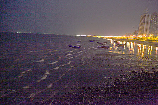 北海金滩夜景图片