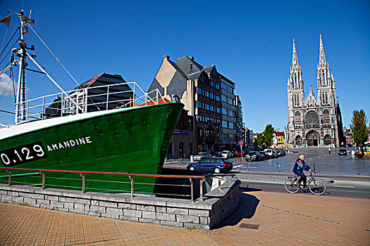 捕鱼,船,修改的,博物馆,奥斯坦德,比利时,港口,西佛兰德省,欧洲