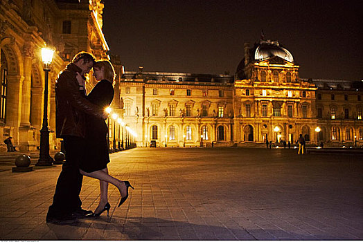 夜晚,卢浮宫,巴黎,法国